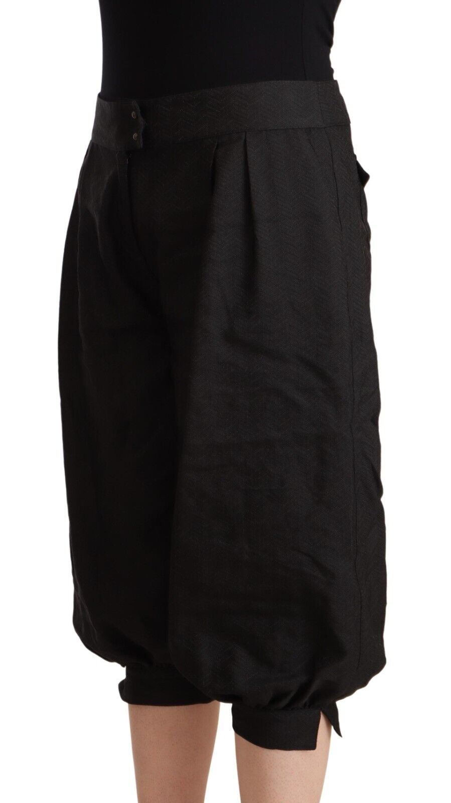 GF Ferre Black Viscose Cropped Harem Pants - Fizigo