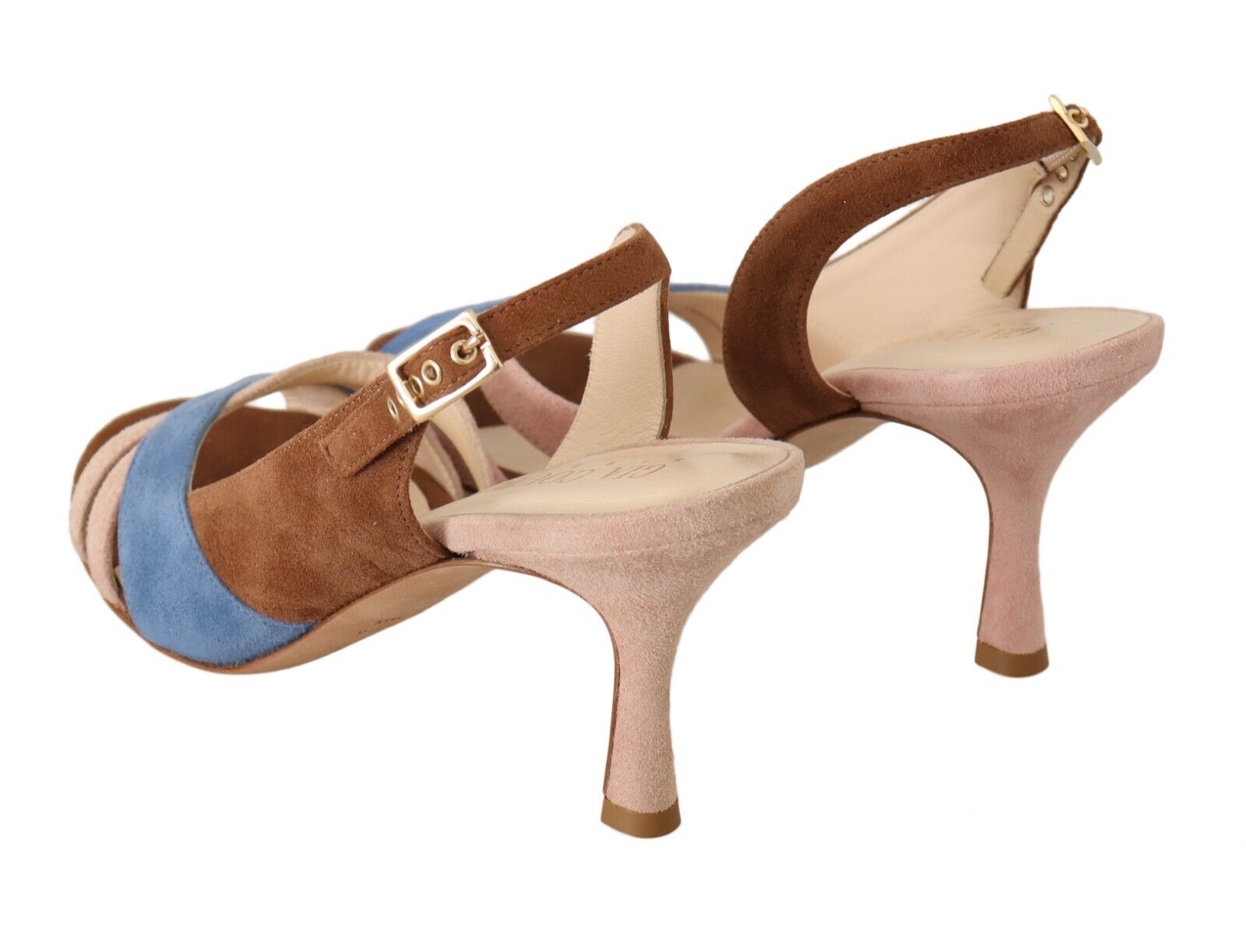 GIA COUTURE Multicolor Suede Leather Slingback Heels Sandals Shoes - Fizigo