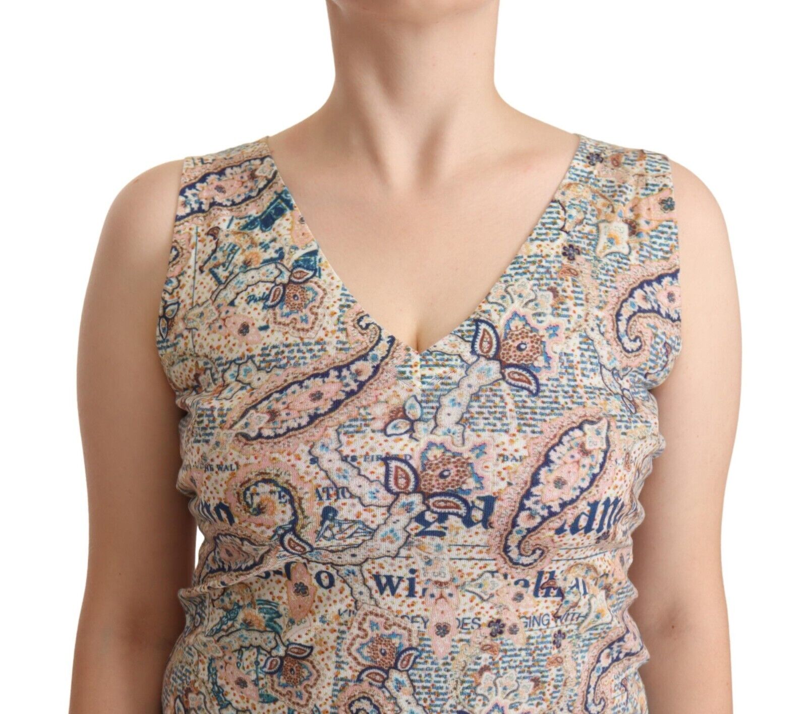 John Galliano Multicolor Cotton Sleeveless V-neck Tank Top - Fizigo