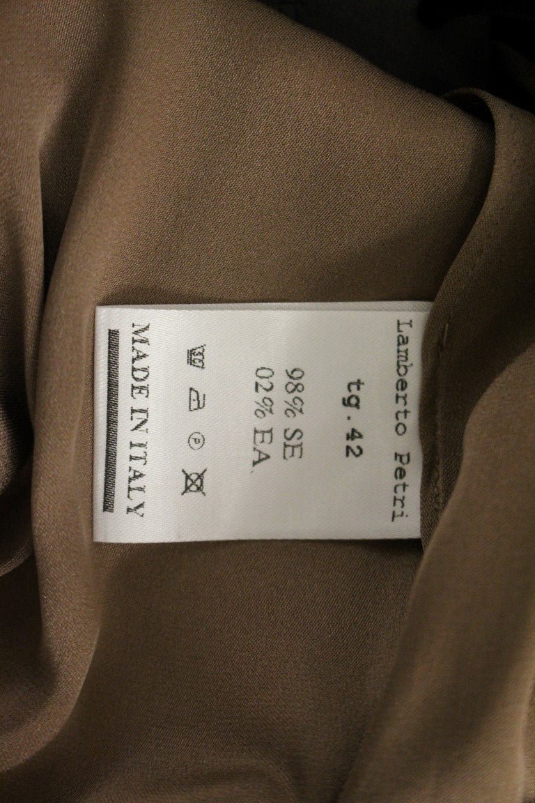 Lamberto Petri Brown Draped Silk Sheath Shift Coctail Dress - Fizigo
