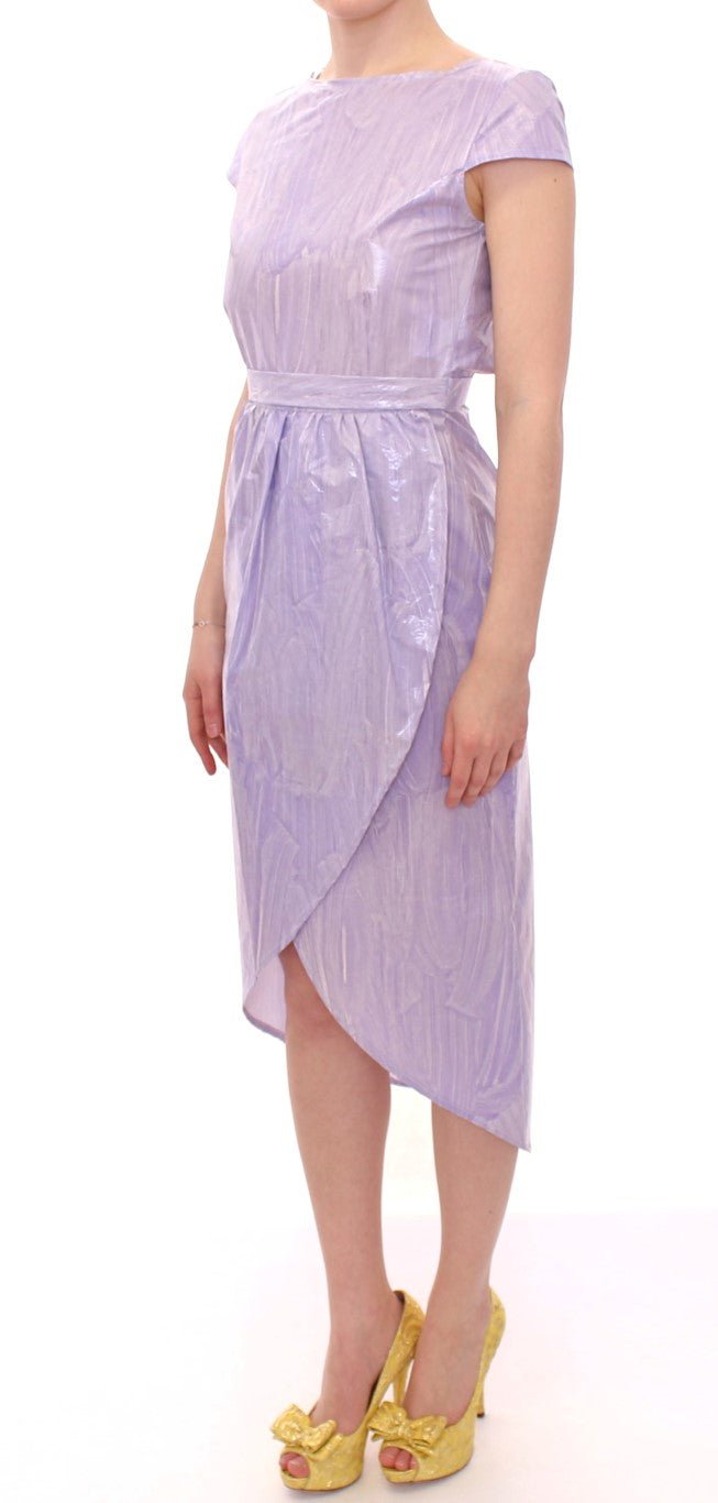 Licia Florio Purple Cap Sleeve Below Knee Sheath Dress - Fizigo