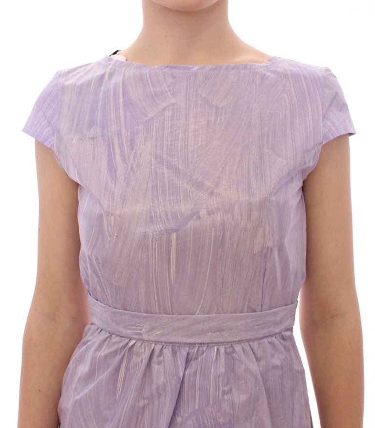 Licia Florio Purple Cap Sleeve Below Knee Sheath Dress - Fizigo
