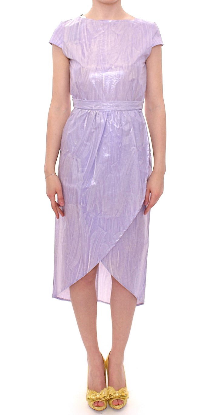 Licia Florio Purple Cap Sleeve Below Knee Sheath Dress - Fizigo