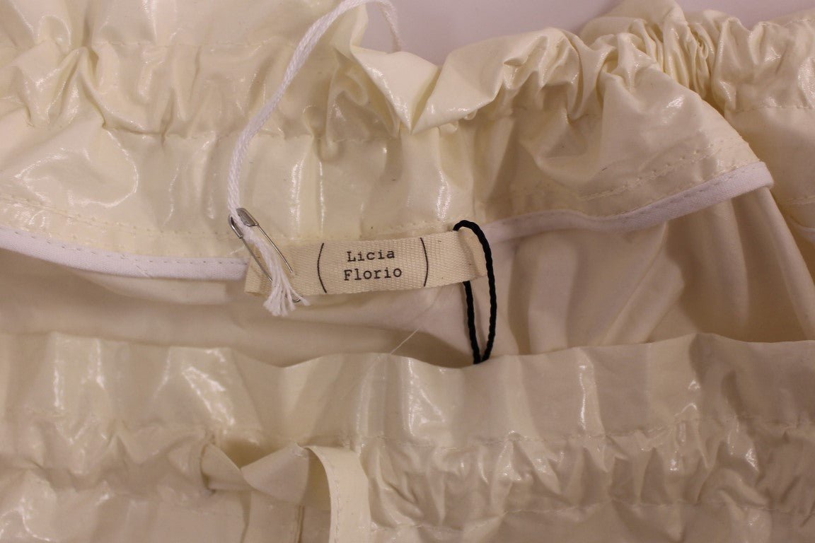 Licia Florio White Above-Knee Stretch Waist Strap Skirt - Fizigo