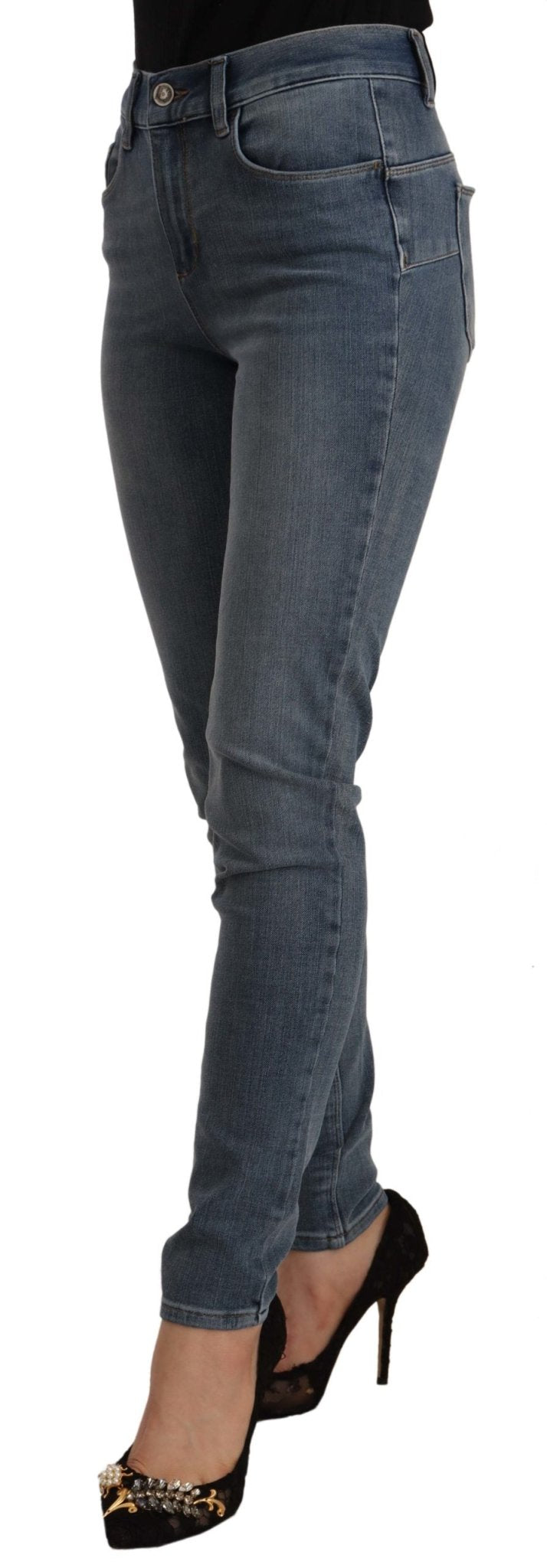 Liu Jo Blue Washed High Waist Cotton Slim Fit Denim Trouser - Fizigo