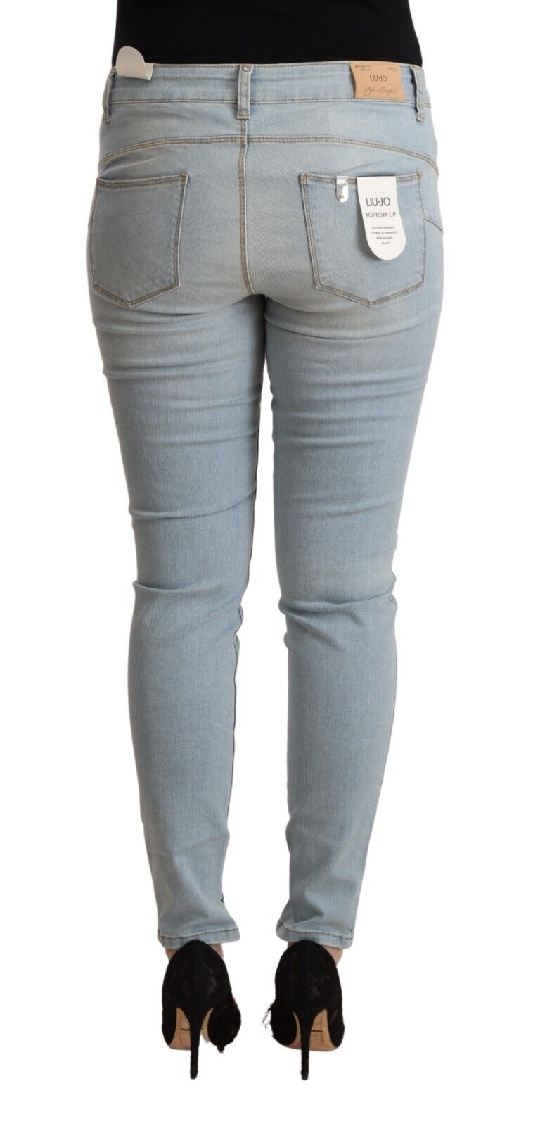 Liu Jo Light Blue Cotton Mid Waist Slim Fit Denim Jeans - Fizigo
