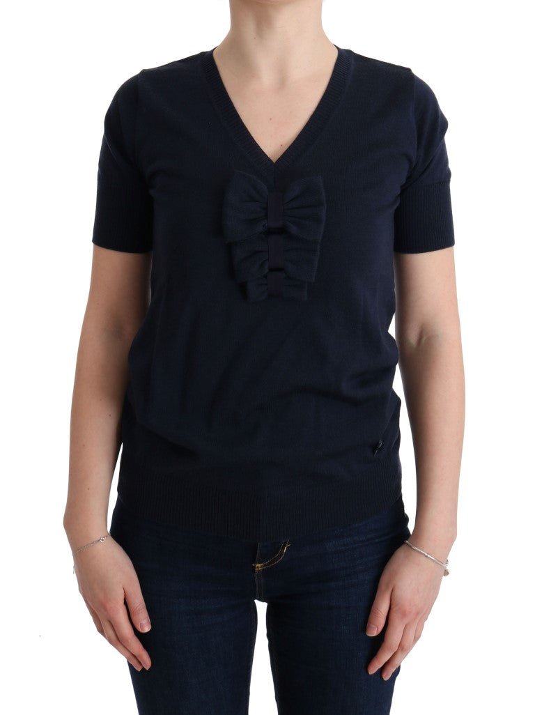 MARGHI LO' Blue 100% Lana Wool Blouse Top - Fizigo