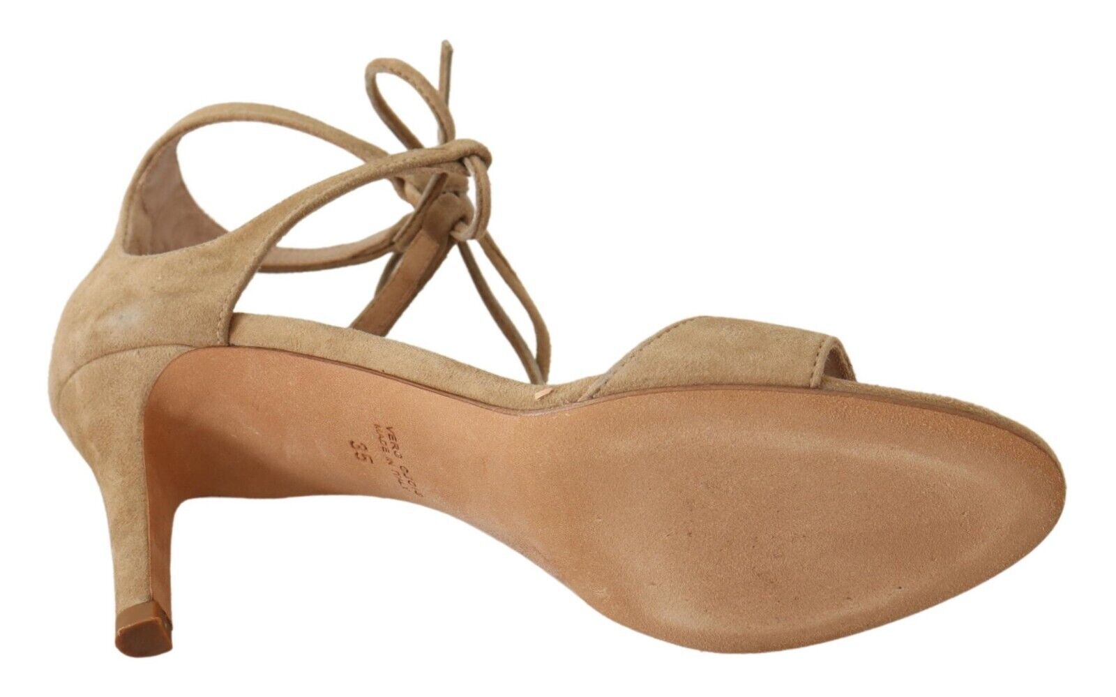 Maria Christina Beige Suede Leather Ankle Strap Pumps Shoes - Fizigo