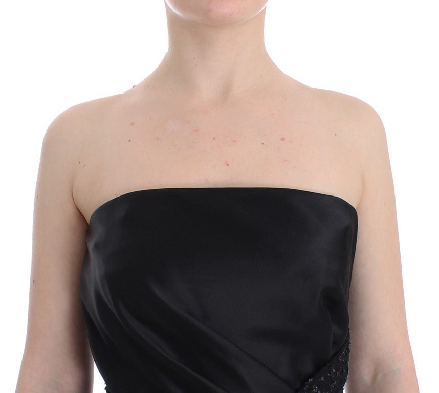 Masha Ma Black Strapless Embellished Pencil Dress - Fizigo