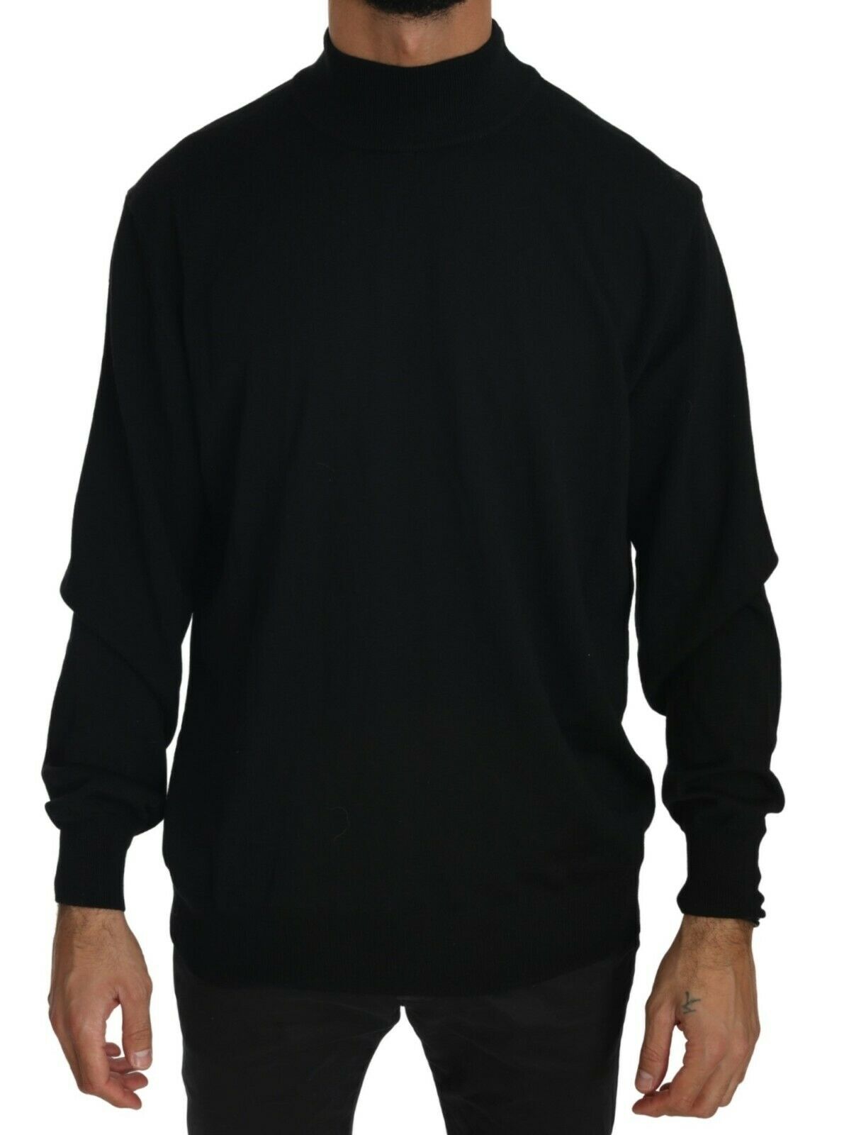 MILA SCHÖN Black Turtle Neck Pullover Top Virgin Wool Sweater - Fizigo
