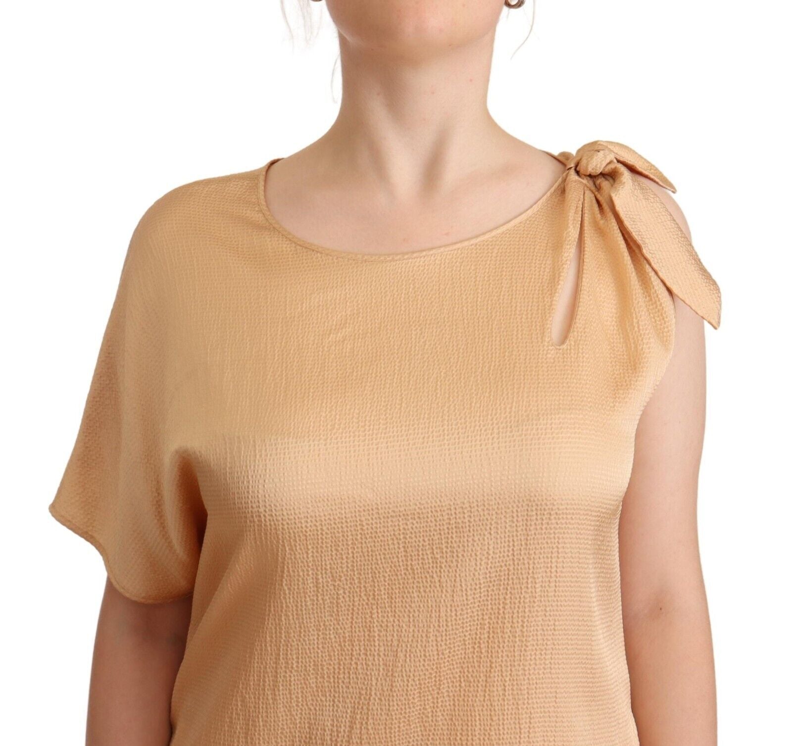 Moschino Beige One Sleeve Knee Length Shift Dress - Fizigo