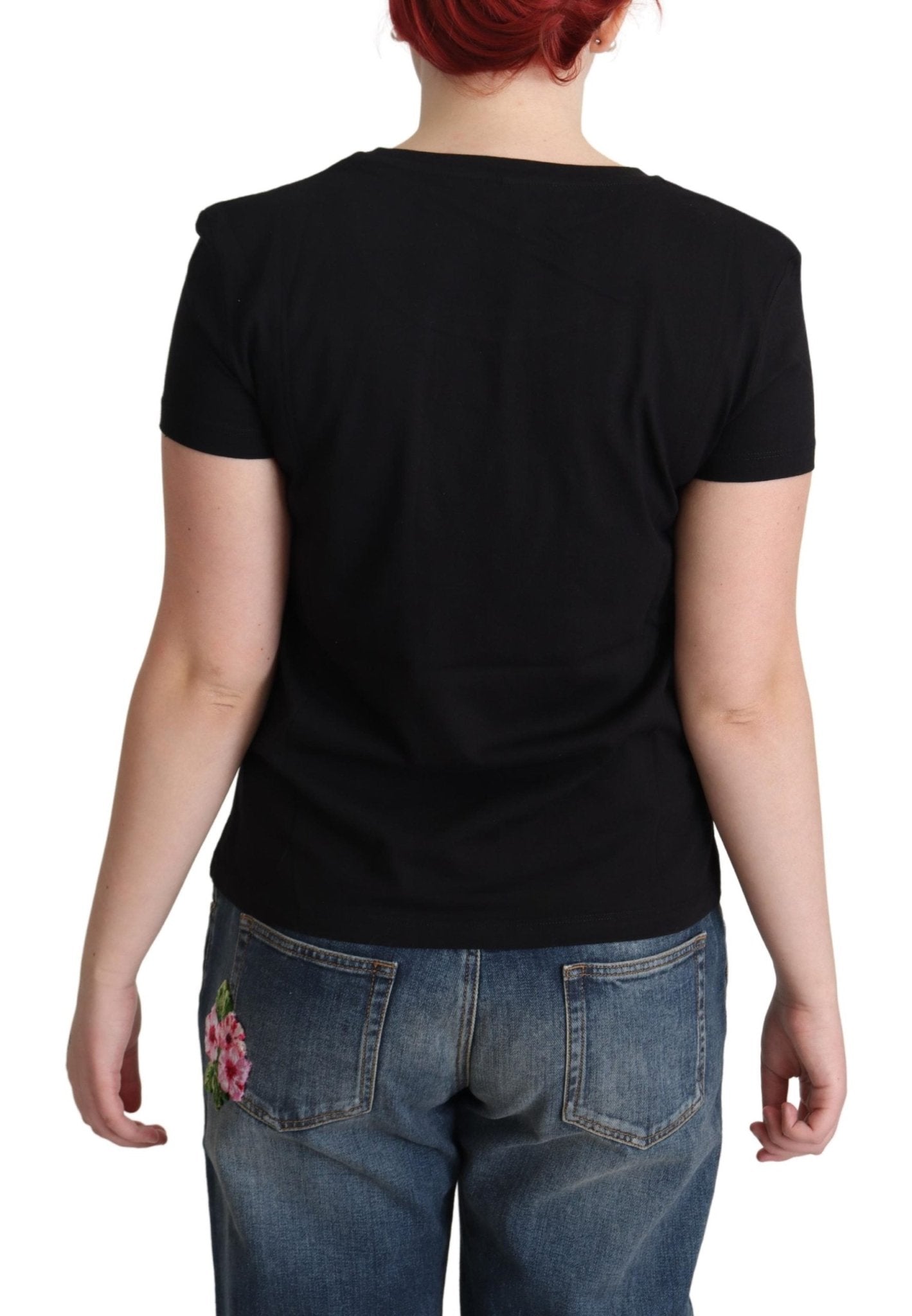 Moschino Black Cotton Swim Graphic Triangle Print T-shirt - Fizigo