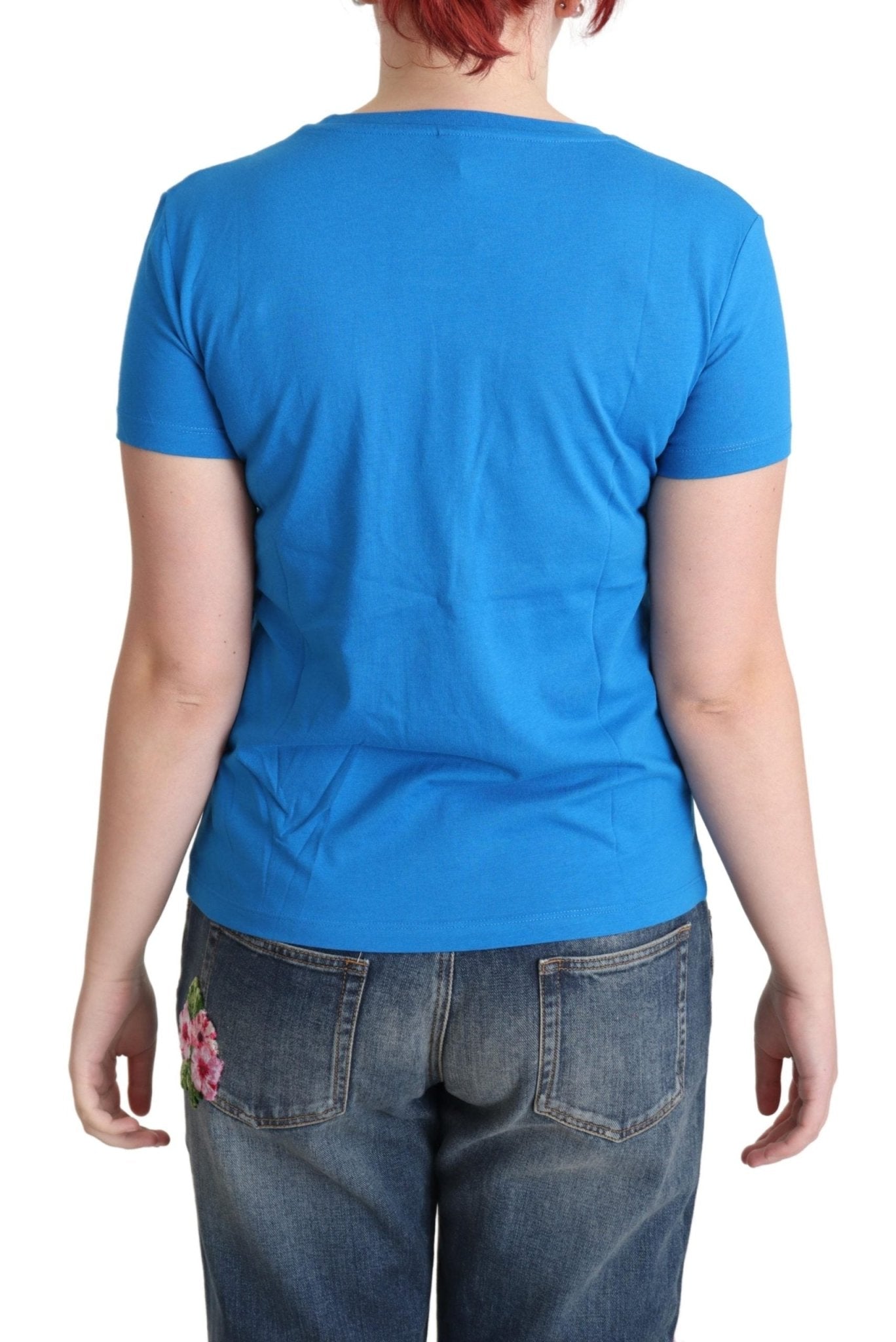 Moschino Blue Cotton Alphabet Letter Print Tops - Fizigo