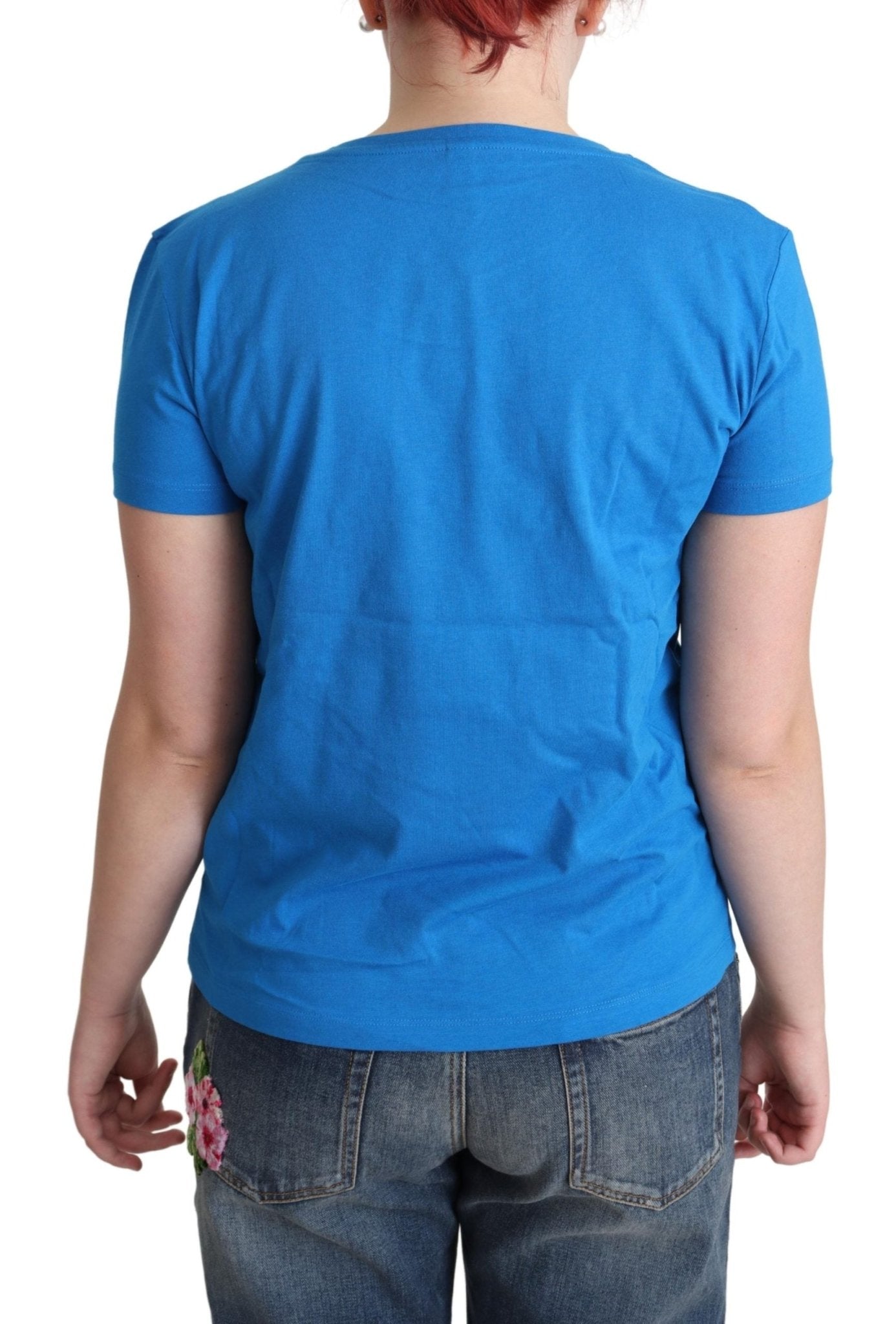 Moschino Blue Cotton Swim Graphic Triangle T-shirt - Fizigo