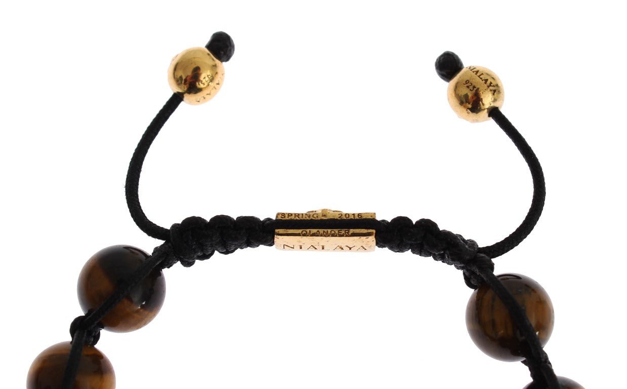 Nialaya CZ Brown Tigers Eye 925 Silver Bracelet - Fizigo