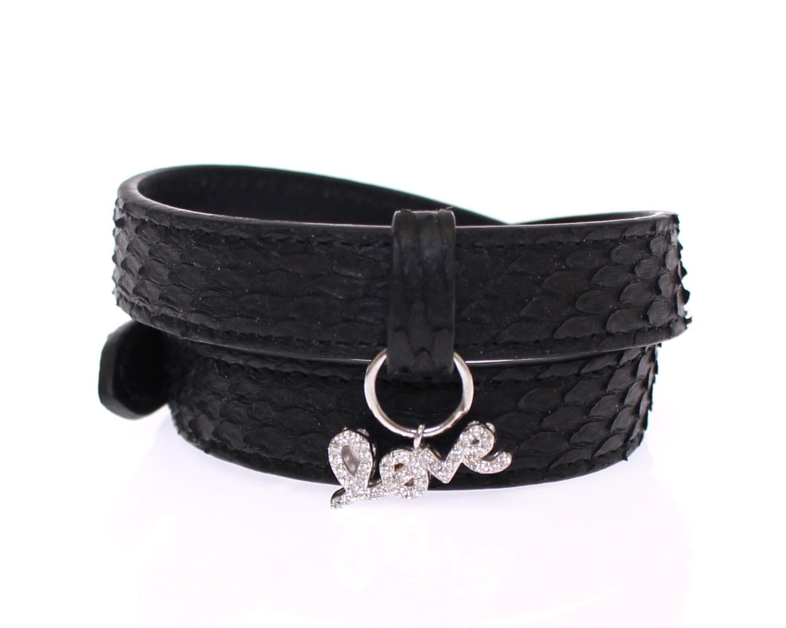 Nialaya Snakeskin CZ LOVE 925 Silver Bracelet - Fizigo