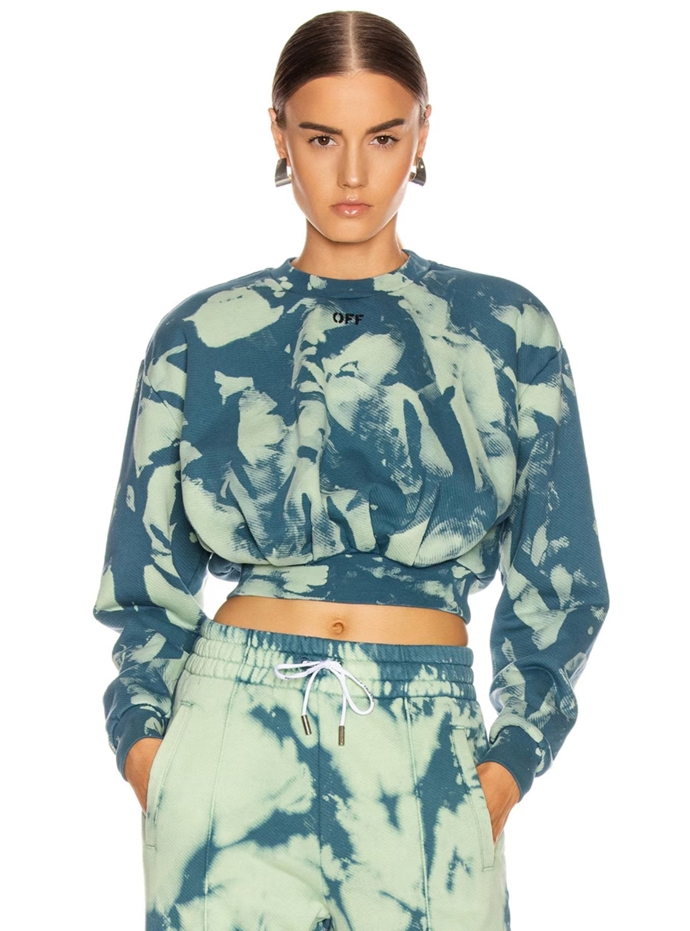 Off-White Blue Polyester Sweater - Fizigo