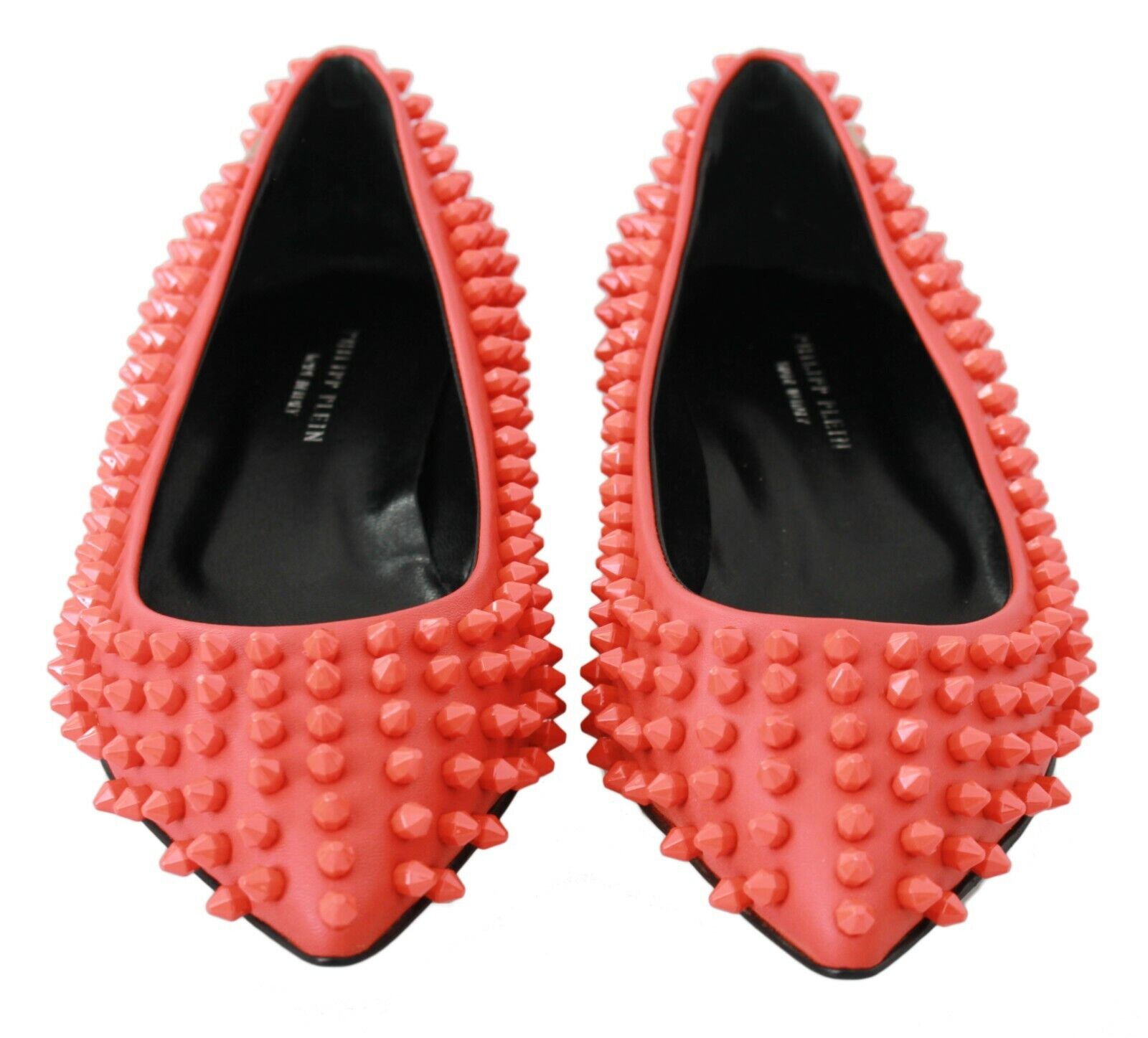 Philipp Plein Orange Leather Ballerina WHAT I DO Flats Shoes - Fizigo