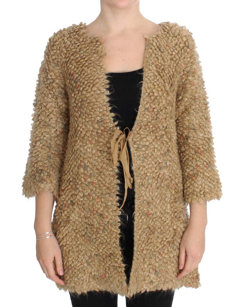 PINK MEMORIES Beige Wool Blend Cape Sweater - Fizigo