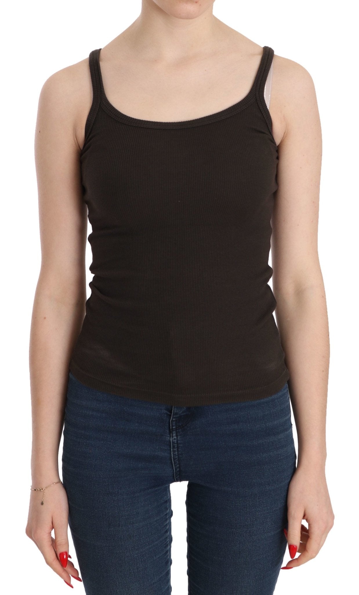 PINK MEMORIES Dark Brown Sleeveless Spaghetti Strap Blouse - Fizigo