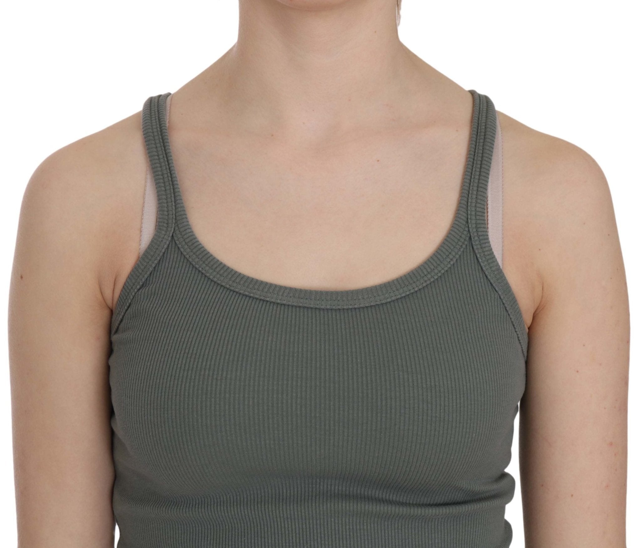 PINK MEMORIES Green Sleeveless Spaghetti Tank T-Shirt Blouse - Fizigo
