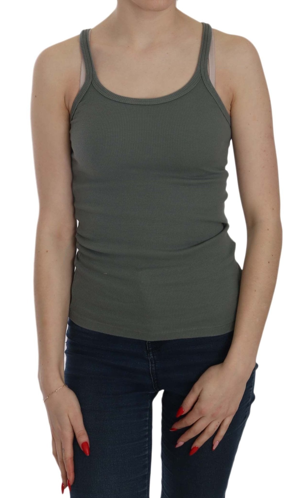 PINK MEMORIES Green Sleeveless Spaghetti Tank T-Shirt Blouse - Fizigo