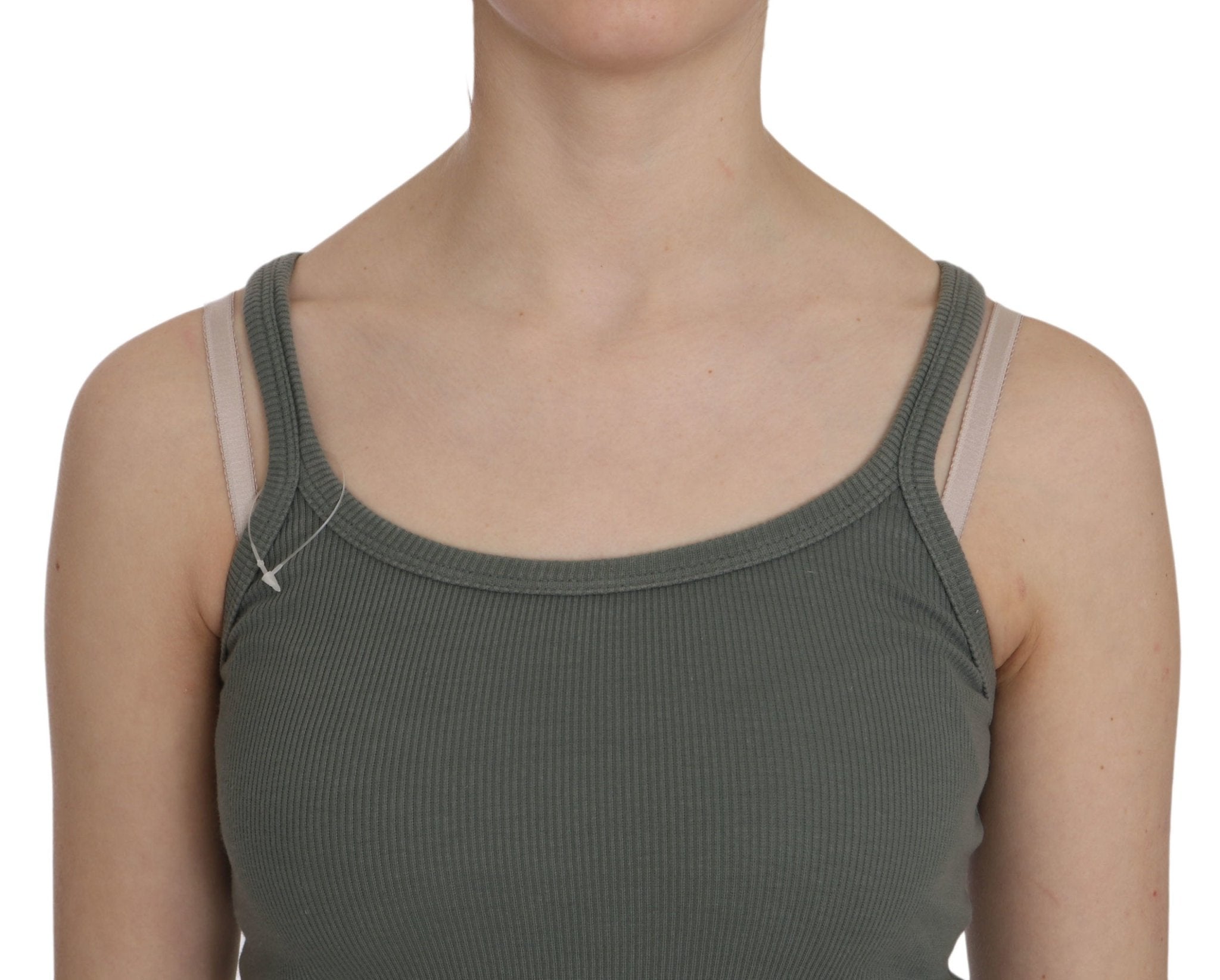 PINK MEMORIES Green Spaghetti Strap Slim Fit Casual Tank Top Blouse - Fizigo