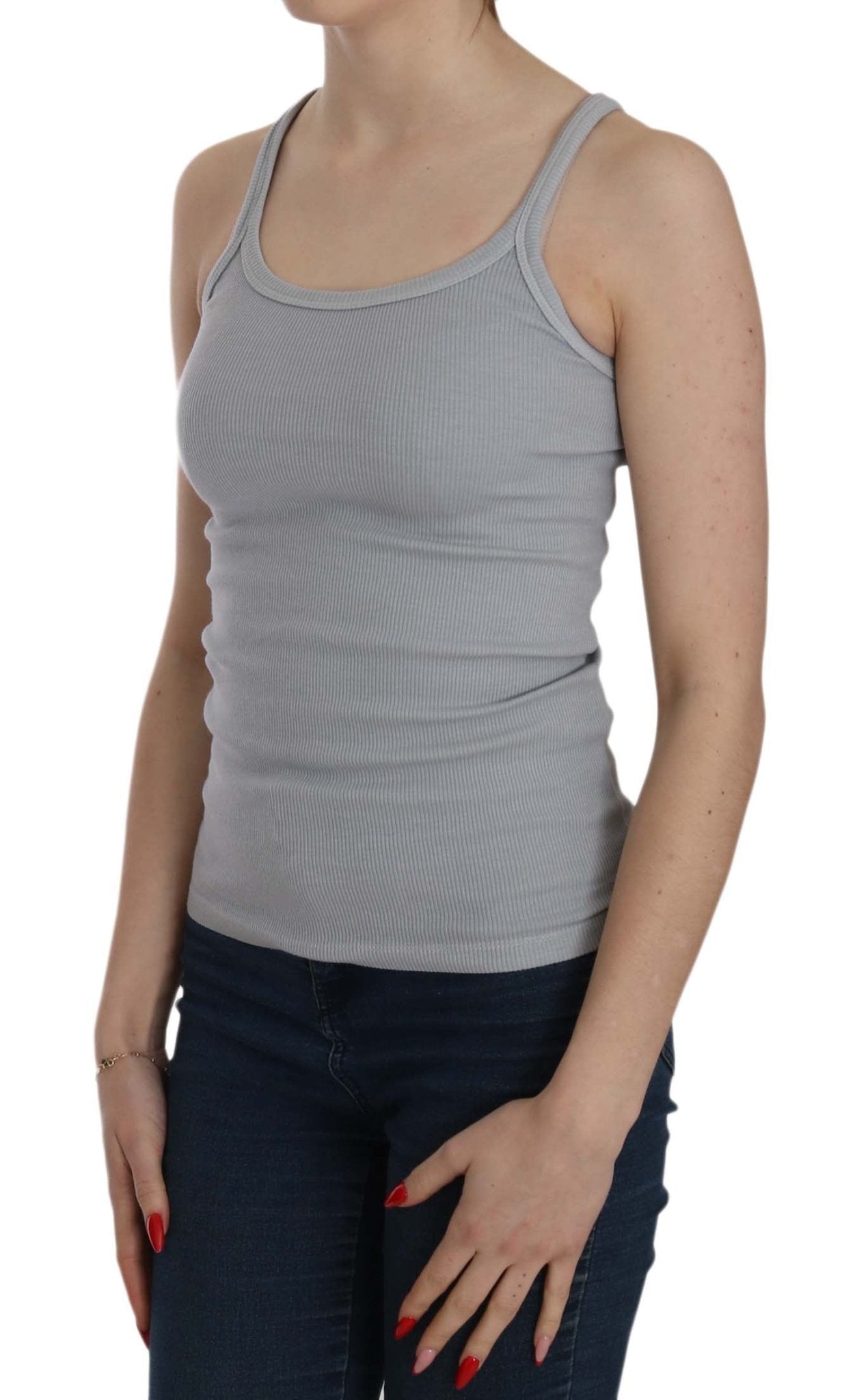 PINK MEMORIES Light Grey Sleeveless Spaghetti Strap Blouse - Fizigo