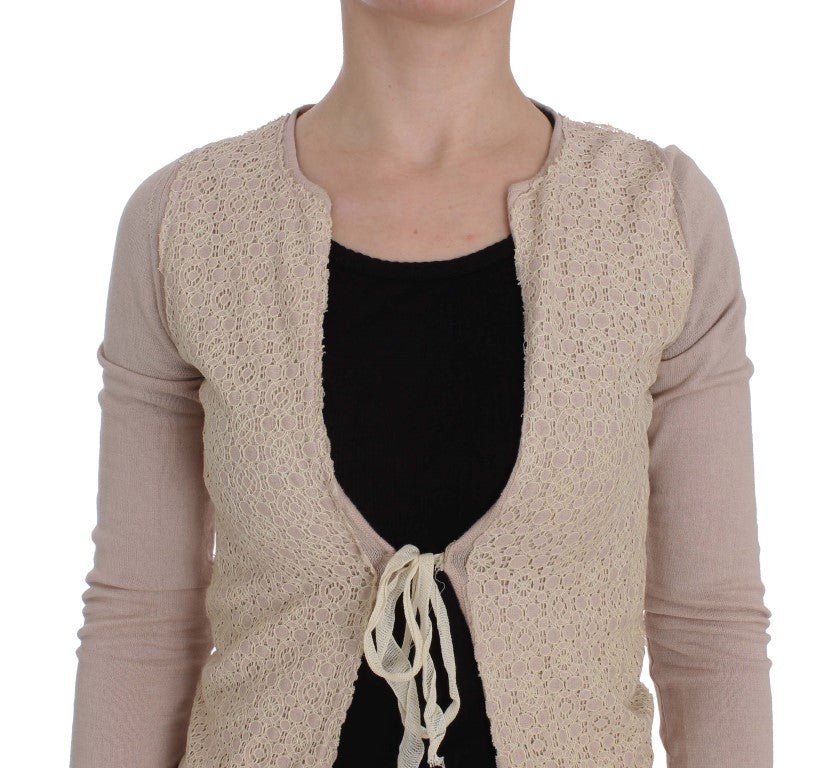PINK MEMORIES Pink Floral Lace Wrap Sweater - Fizigo