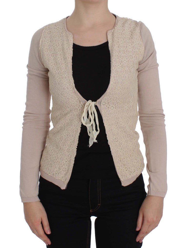 PINK MEMORIES Pink Floral Lace Wrap Sweater - Fizigo