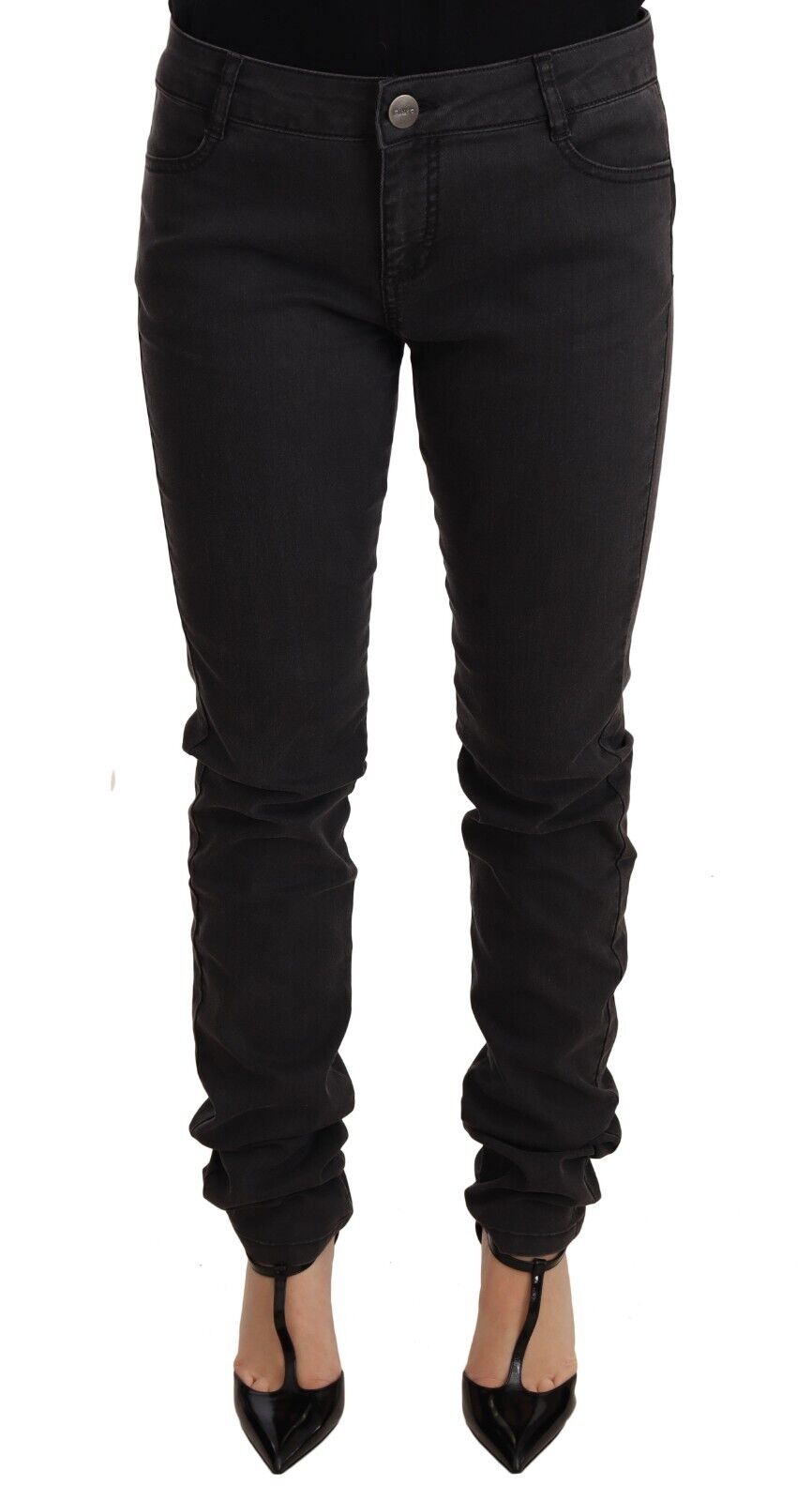 PINKO Black Cotton Stretch Skinny Mid Waist Women Denim Jeans - Fizigo