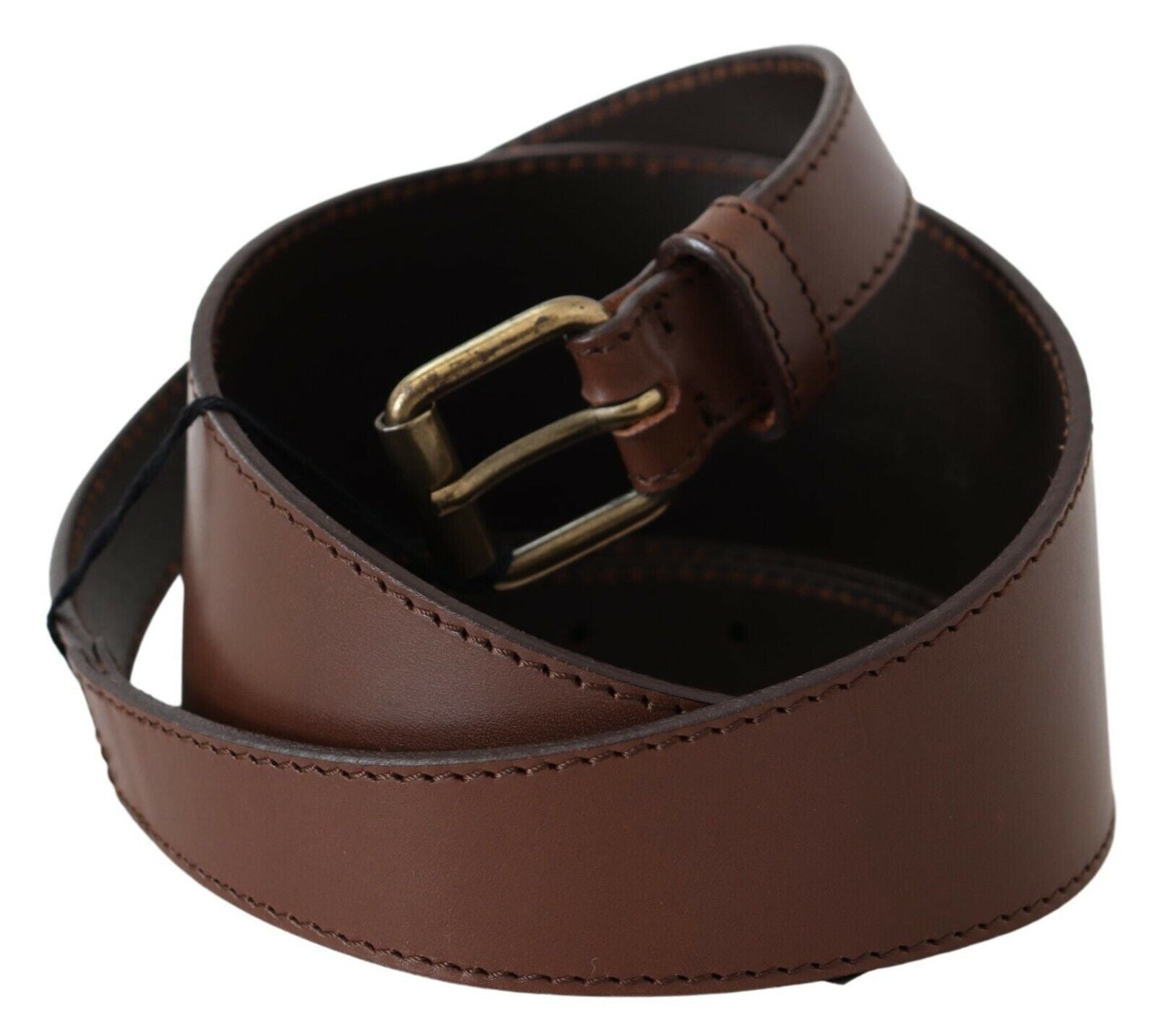 PLEIN SUD Brown Genuine Leather Rustic Metal Buckle Belt - Fizigo