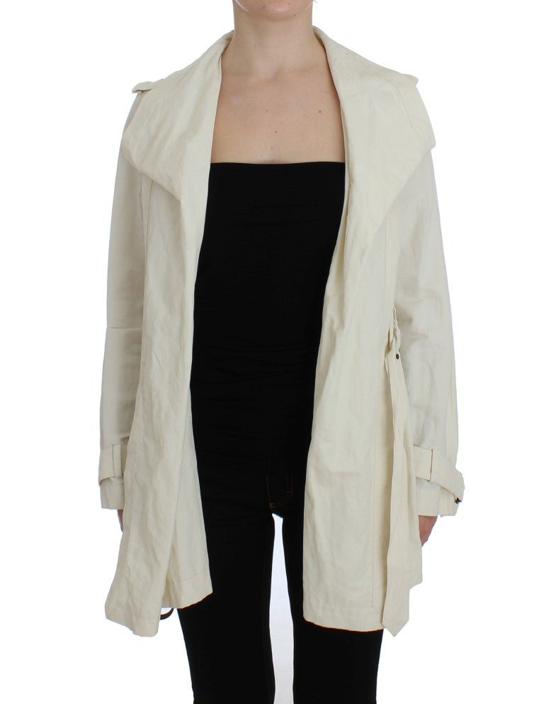PLEIN SUD White Trench Coat Jacket - Fizigo