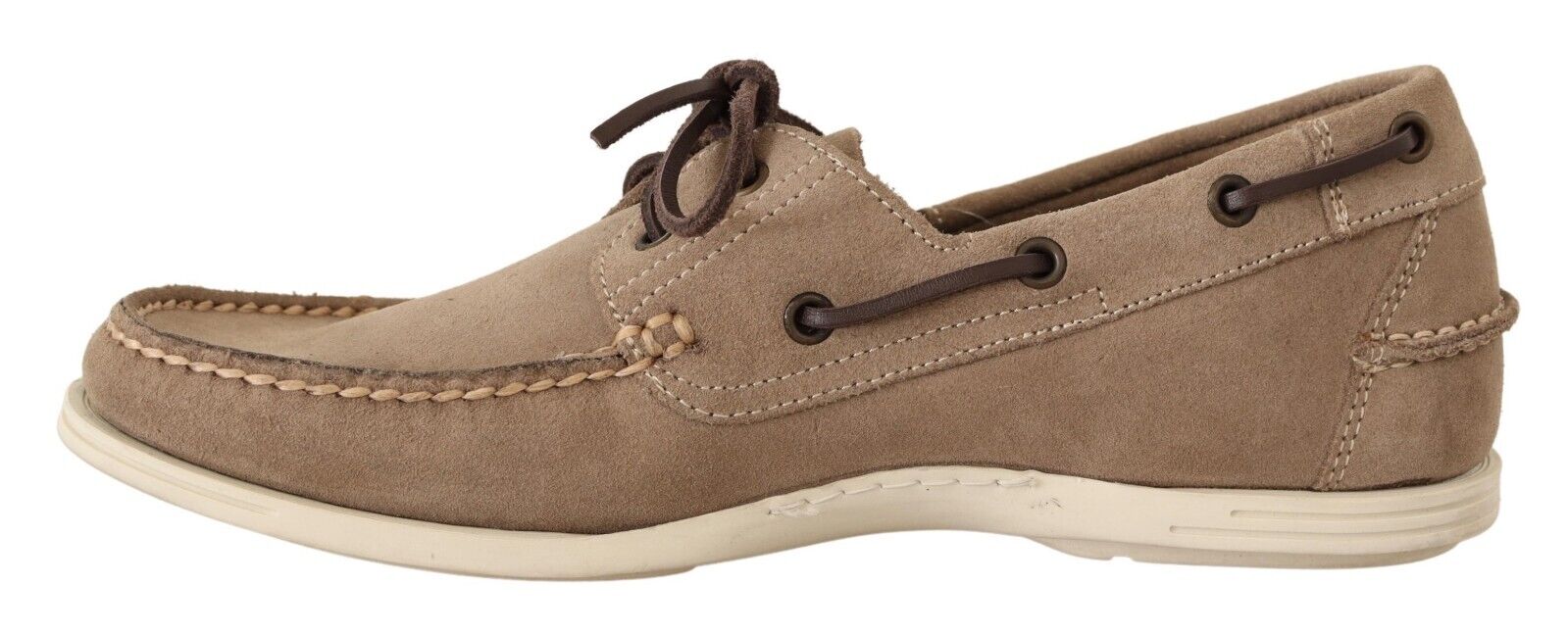 Pollini Beige Suede Low Top Mocassin Loafers Casual Men Shoes - Fizigo