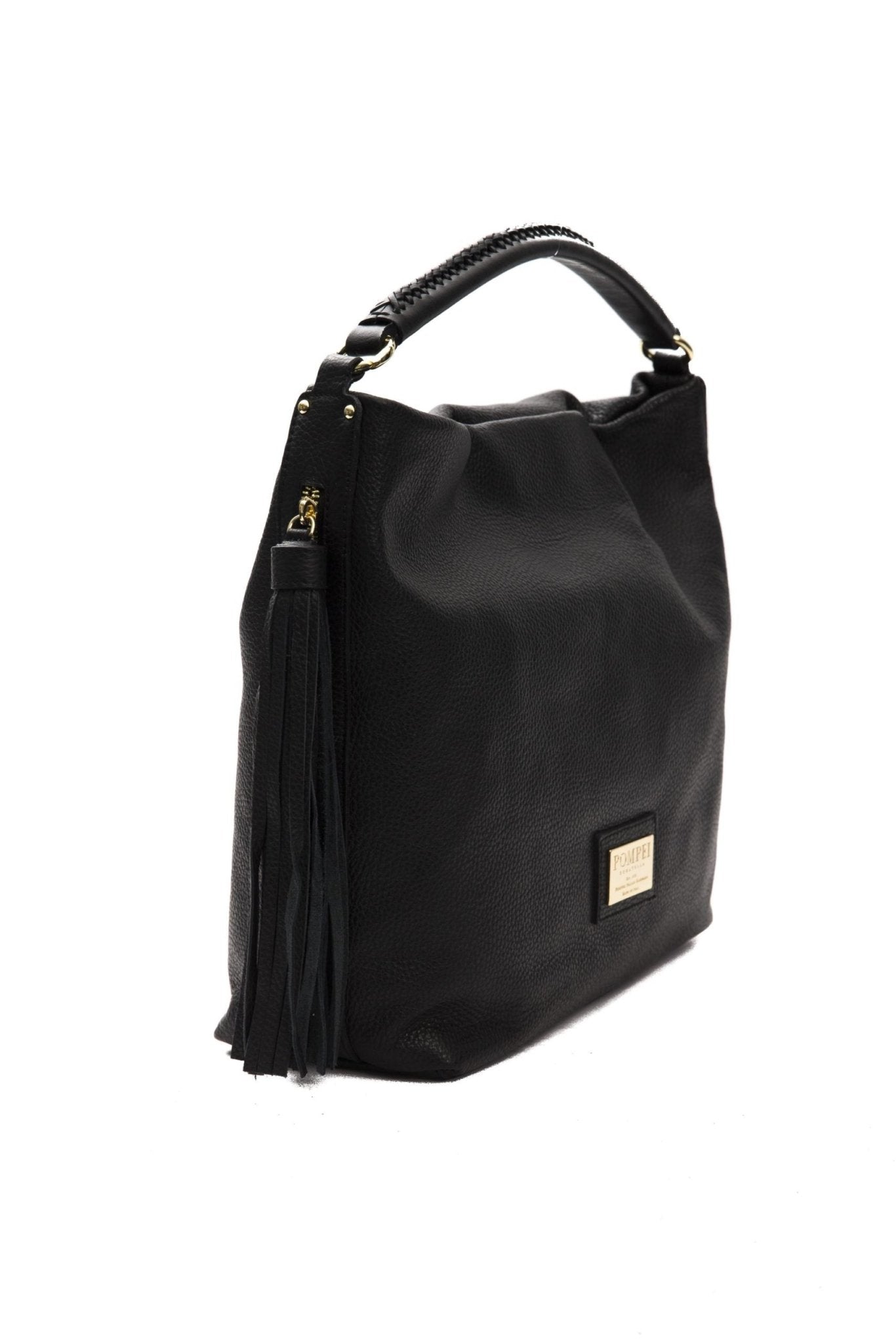 Pompei Donatella Black Leather Shoulder Bag - Fizigo