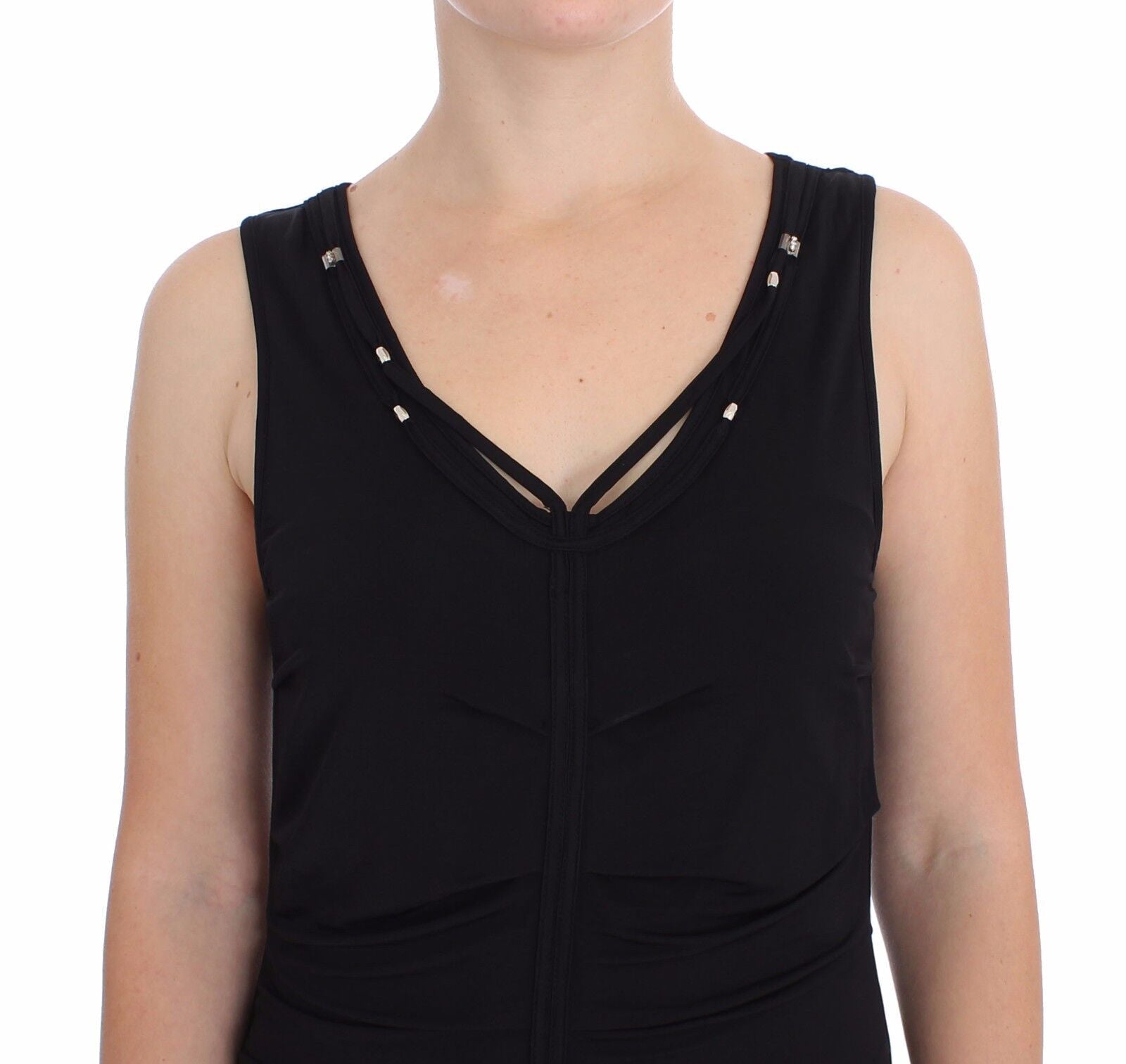 Roccobarocco Black Stretch Wiggle Pencil Sheath Bodycon Dress - Fizigo