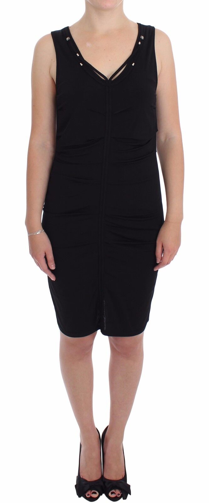 Roccobarocco Black Stretch Wiggle Pencil Sheath Bodycon Dress - Fizigo