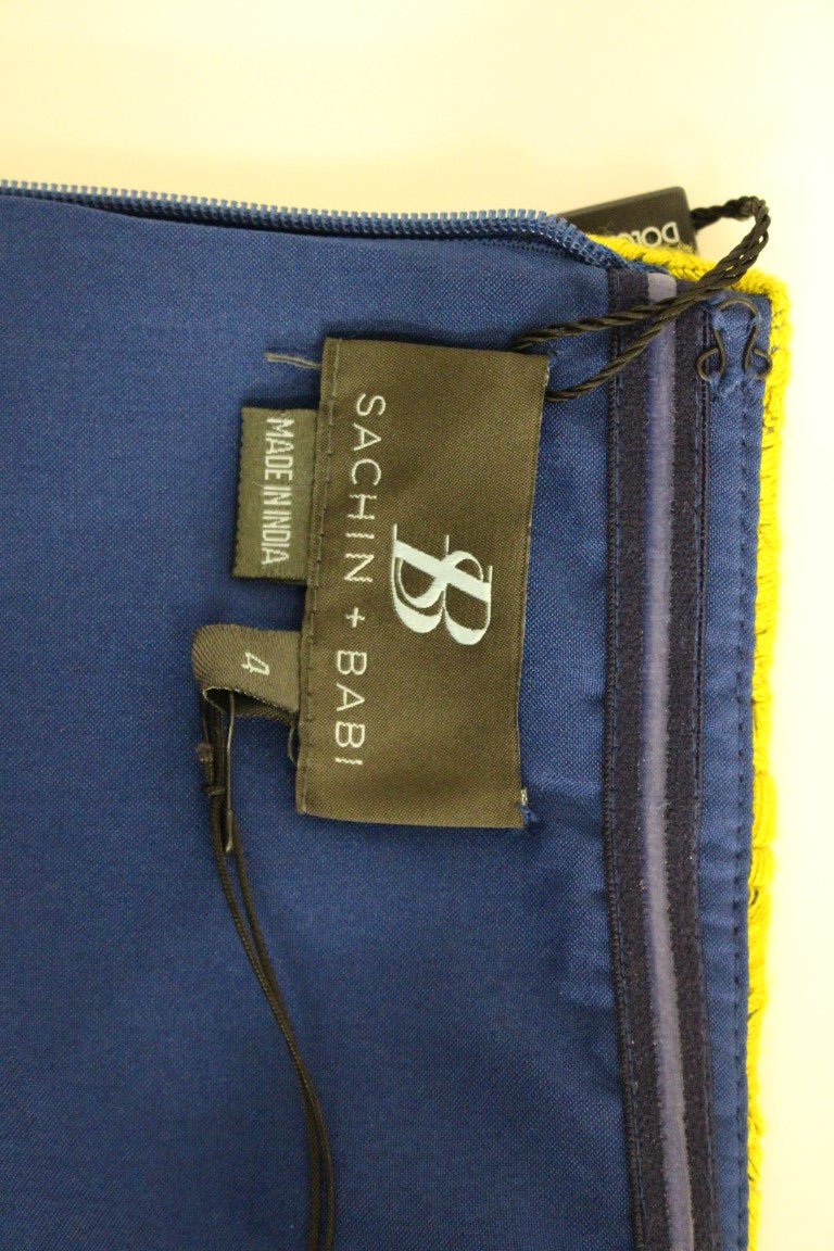 Sachin & Babi Blue Yellow Strapless Bubble Mini Shift Dress - Fizigo