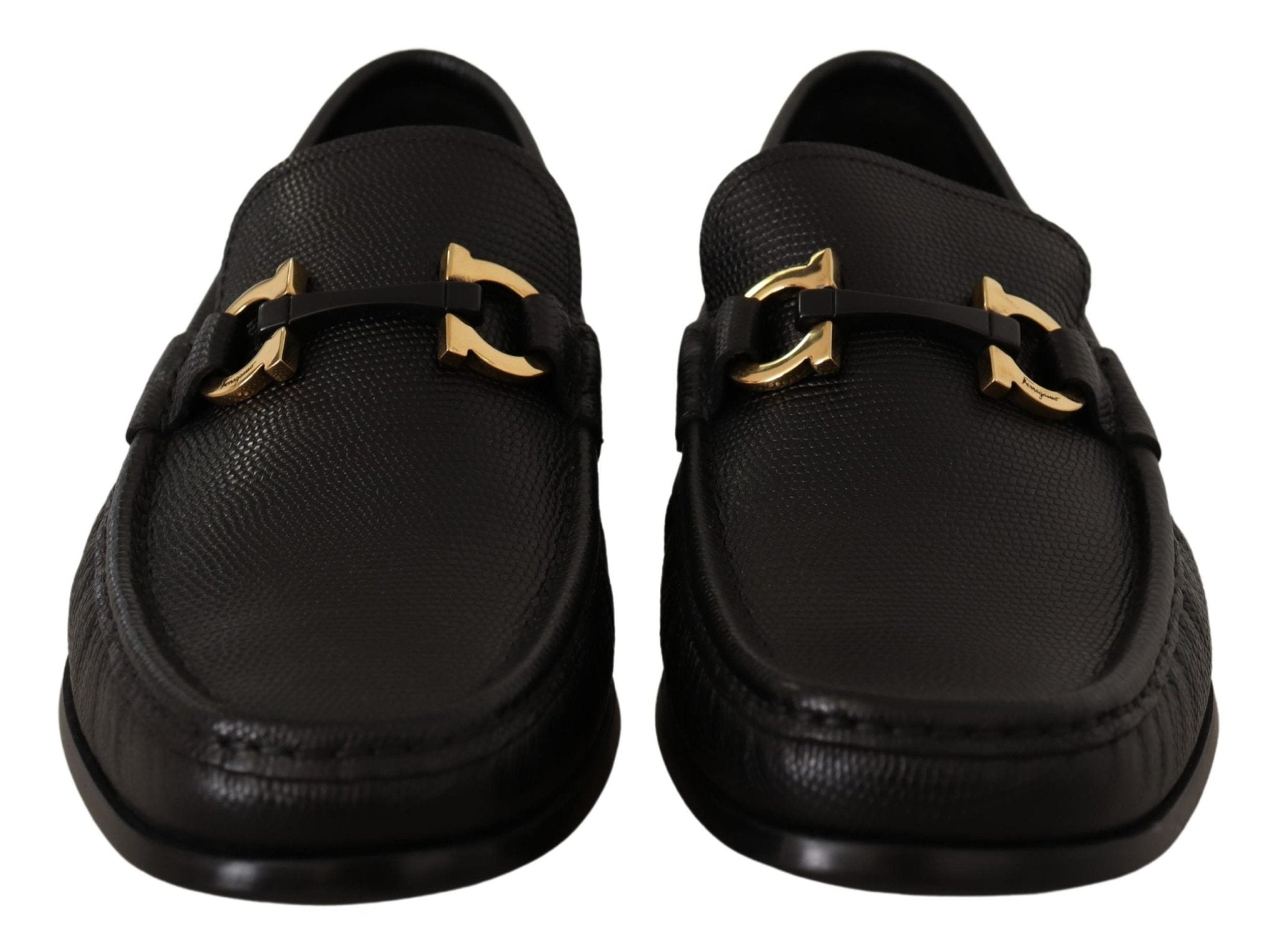 Salvatore Ferragamo Black Calf Leather Moccasins Loafers Shoes - Fizigo