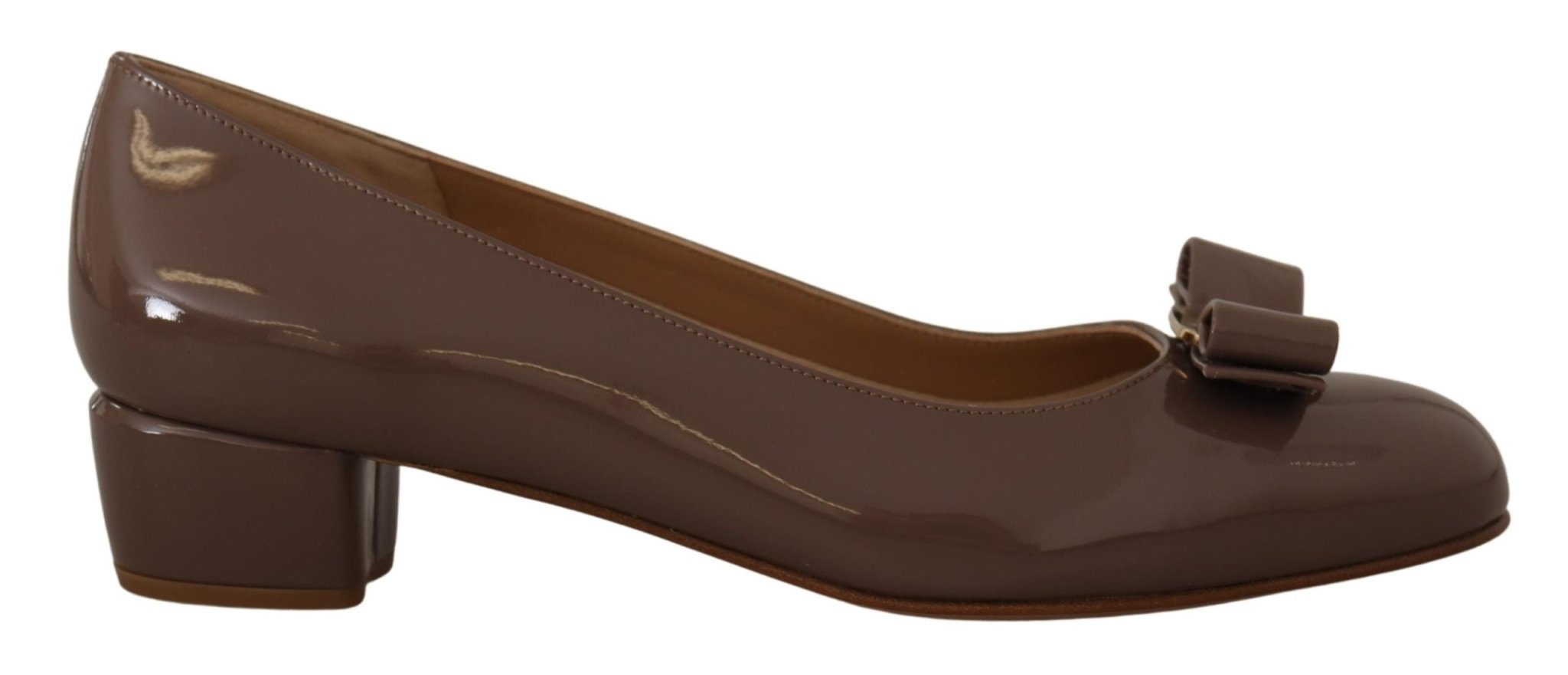 Salvatore Ferragamo Brown Naplak Calf Leather Pumps Shoes - Fizigo