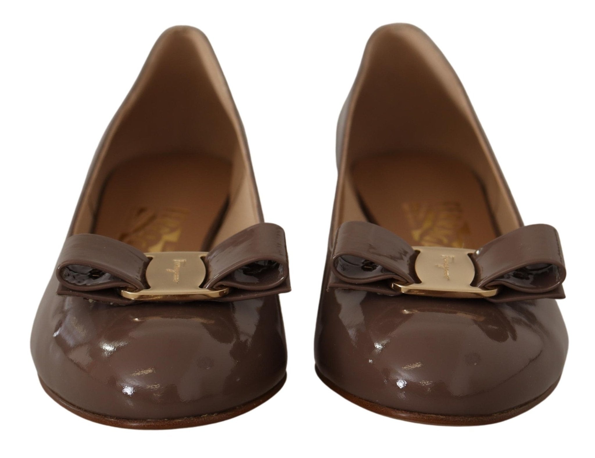 Salvatore Ferragamo Brown Naplak Calf Leather Pumps Shoes - Fizigo