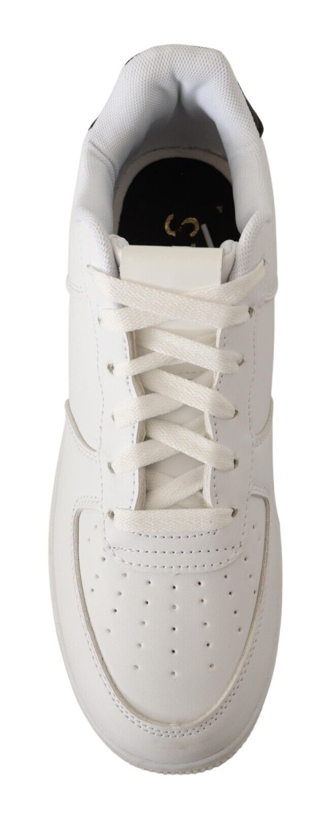 SIGNS White Leather Perforated Lace Up Sneakers Casual Men Shoes - Fizigo