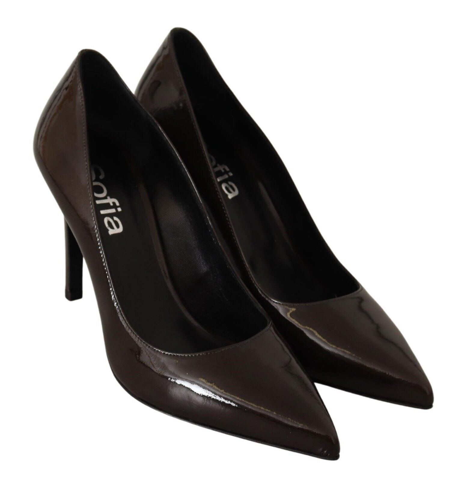 Sofia Brown Patent Leather Stiletto Heels Pumps Shoes - Fizigo