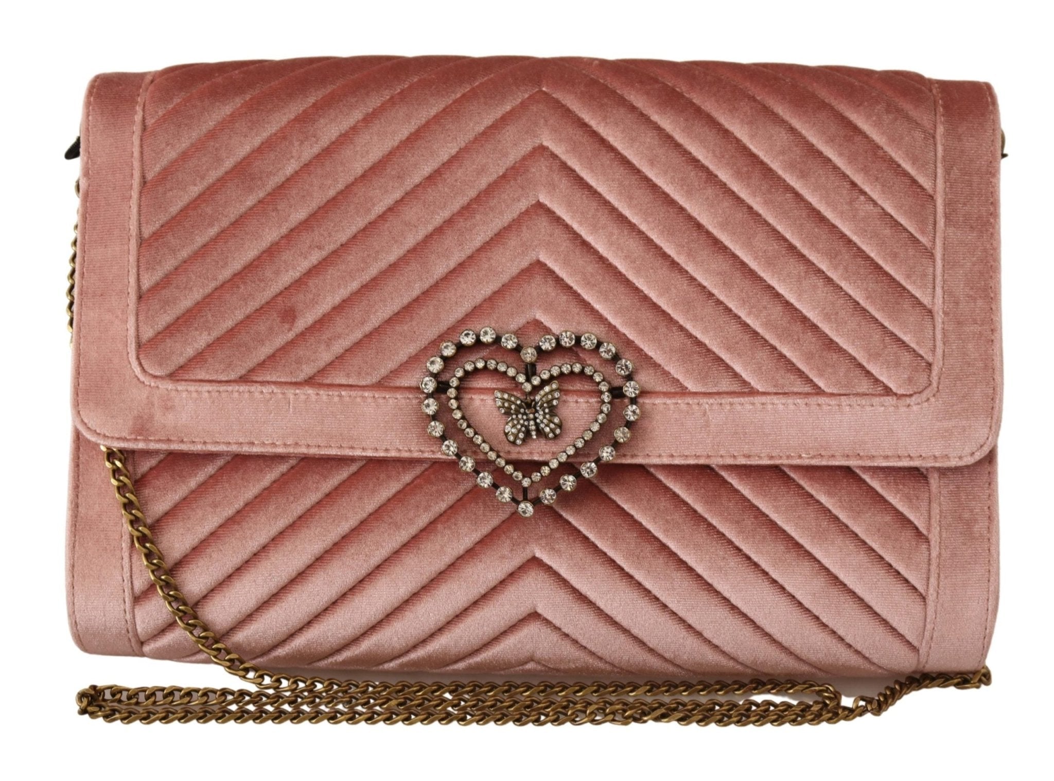 Twinset Pink Leather Crystals Shoulder Chain Strap Women Bag - Fizigo