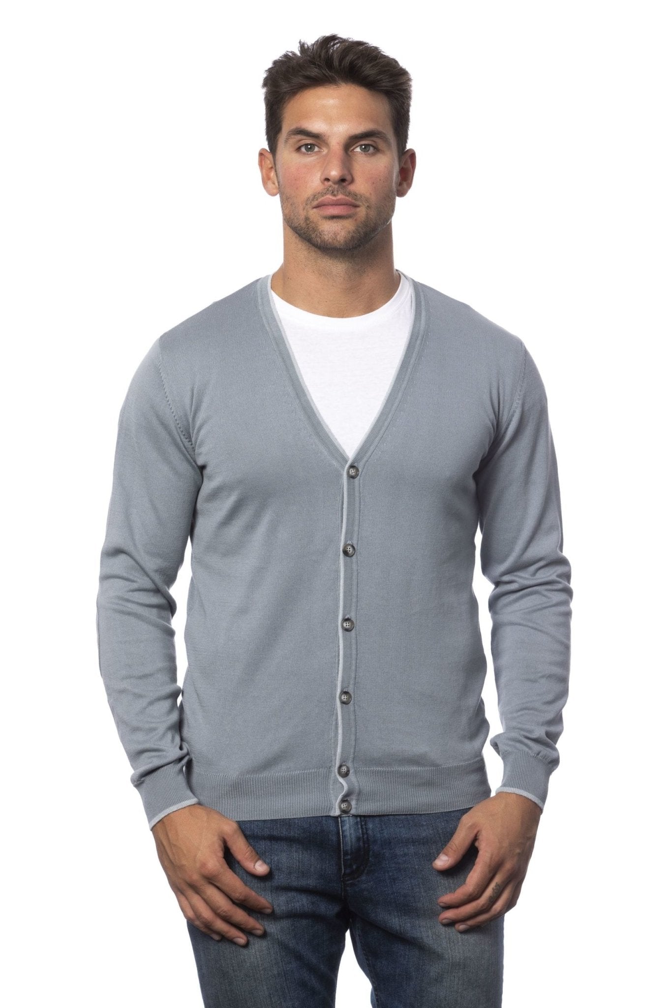 Verri Gray Cotton Cardigan - Fizigo