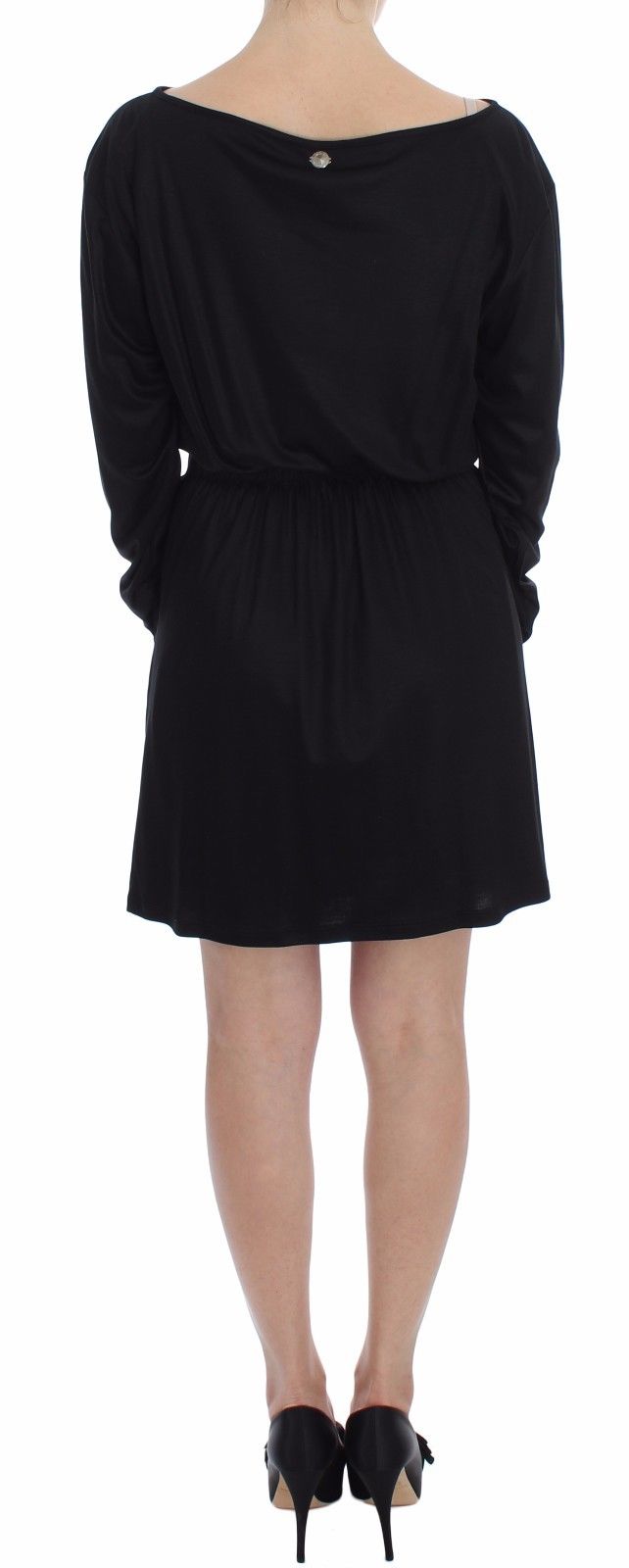 Versace Jeans Black Modal Silk Shift Knee Dress - Fizigo