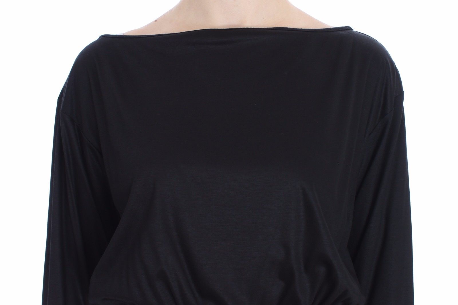Versace Jeans Black Modal Silk Shift Knee Dress - Fizigo