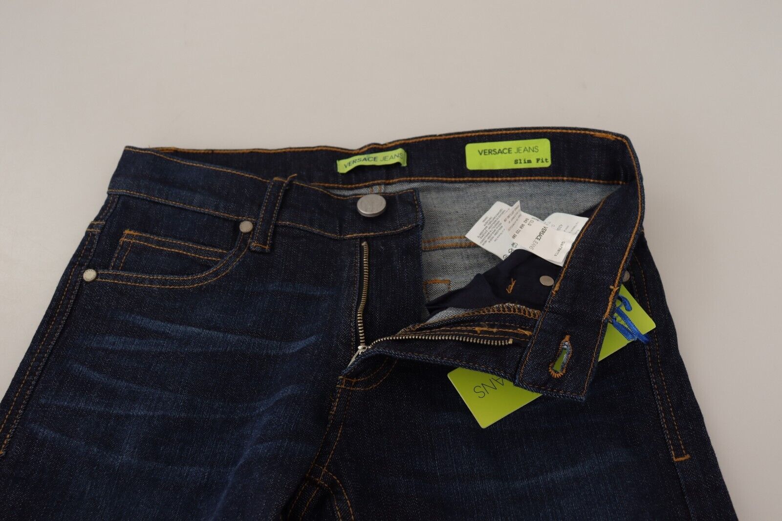 Versace Jeans Dark Blue Cotton Low Waist Skinny Denim Jeans - Fizigo